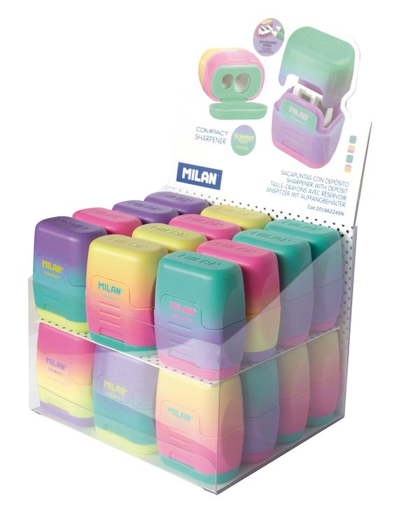 Точилка пластиковая COMPACT Sunset 24 шт, 20166224SN, Milan