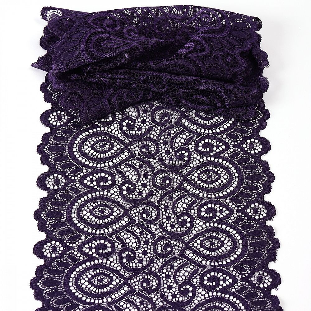 Кружево бельевое эластичное 180 мм / 25 метров, TBY.L1351, цв.L2817 фиолетовый, Kruzhevo