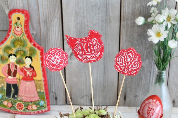 Набор для вышивания нитками МП Студия (Жар-птица), Пасхальные топперы, 7х7 см