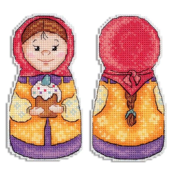 Набор для вышивания нитками МП Студия, пласт.канва Праздничная пара. Девочка 12х6 см