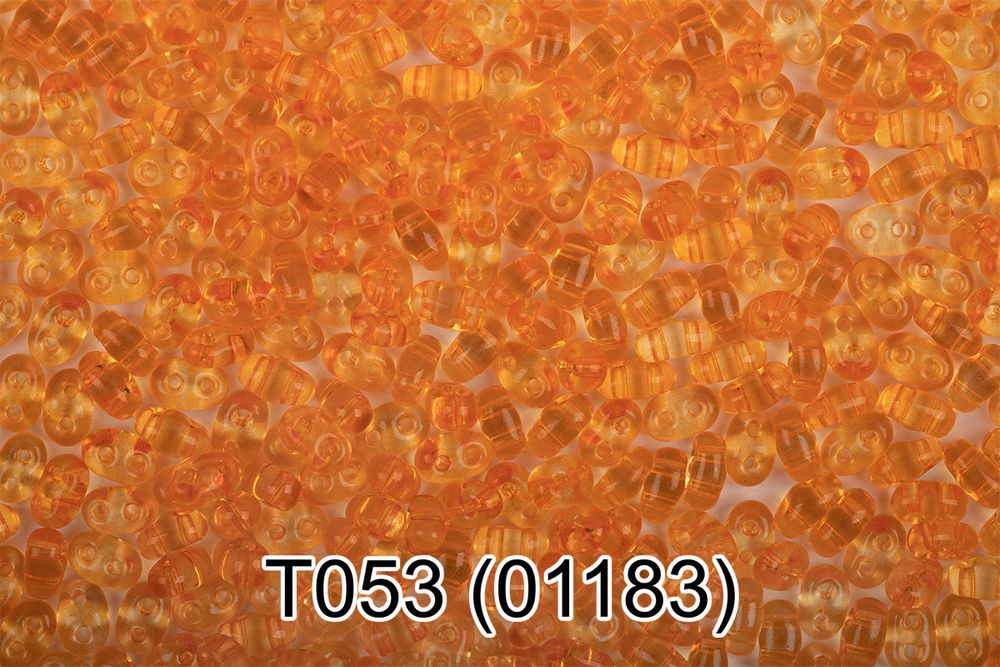 Бисер Preciosa Twin 3 2.5х5 мм, 10х5 г, 1-й сорт T053 св.оранжевый, 01183, 321-96001