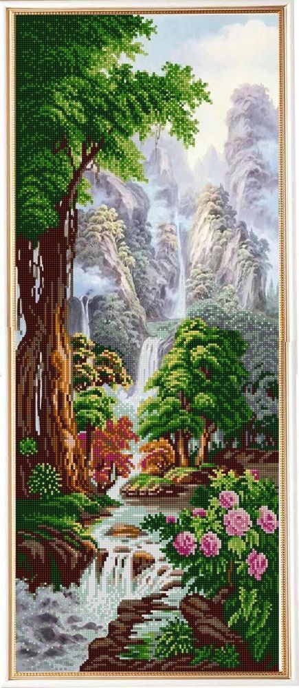 Рисунок для вышивания бисером Конек (ткань), 1327 Водопад Хрустальный кулон 25х65 см