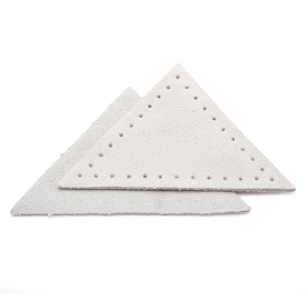 Заплатки пришивные из замши треугольник 6х6х6 см, с перфорацией, 2 шт, 25 серо-белый, 59902