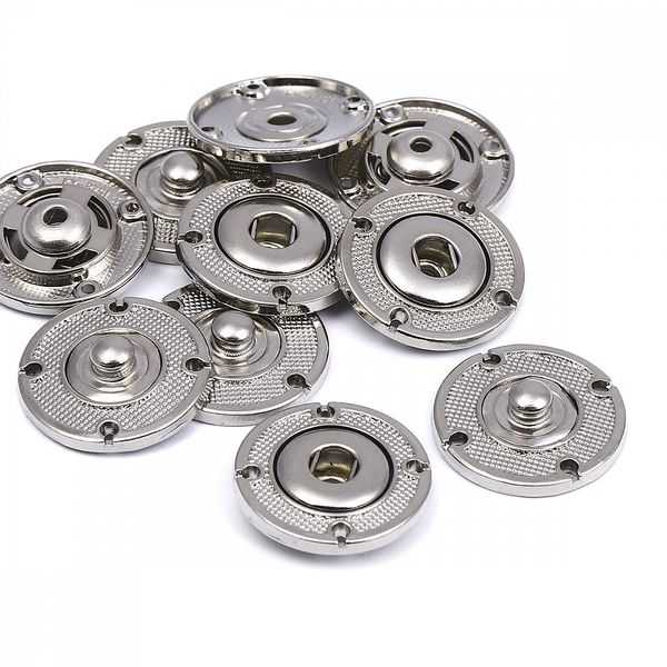 Кнопка пришивная металл ⌀21.0 мм, TBY-0300, цв.никель уп. 10 шт, TBY