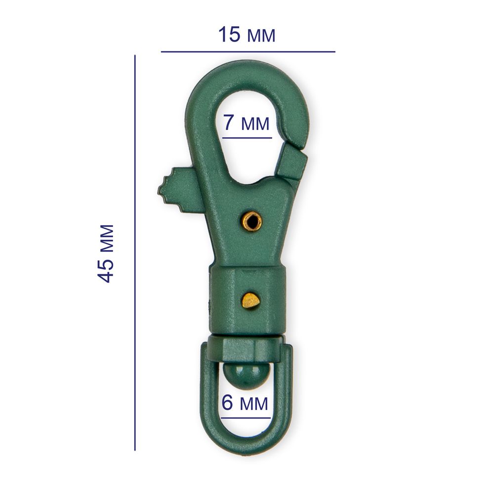Карабин пластик 14 мм, 10 шт, №08 зеленый, Gamma GHB004
