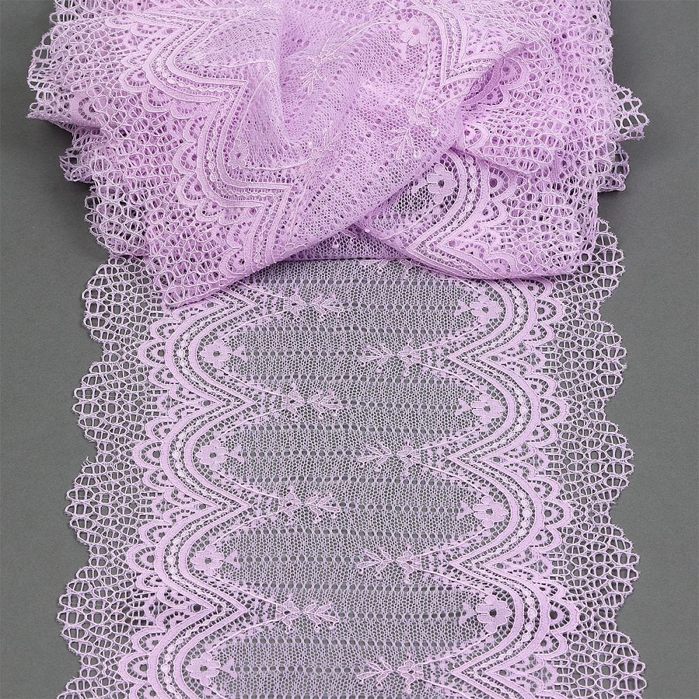 Кружево бельевое эластичное 230 мм / 10 м, 8037, цв.F165 нежная сирень, Kruzhevo