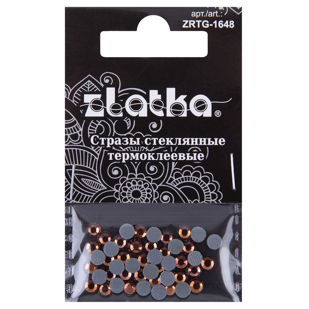Стразы клеевые стекло 3.9 мм, 5х48 шт, SS16 №17 св.коричневый (Smoked Topaz), Zlatka ZRTG-1648