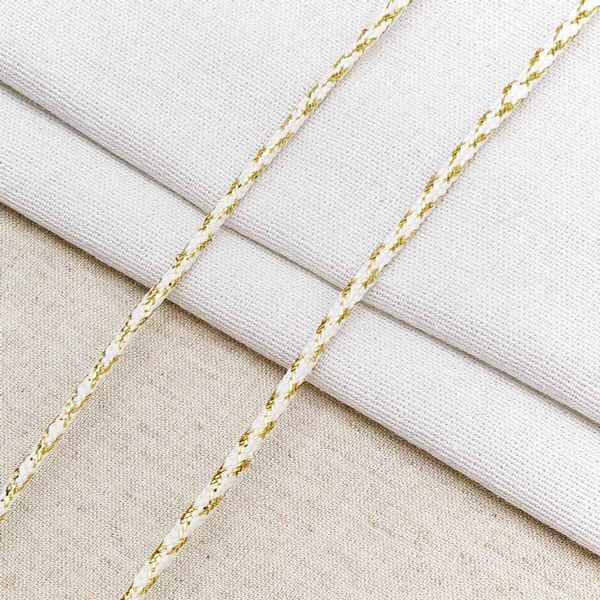 Шнур отделочный плетеный ⌀4.0 мм / 30 метров, белый/золото, С953Г7