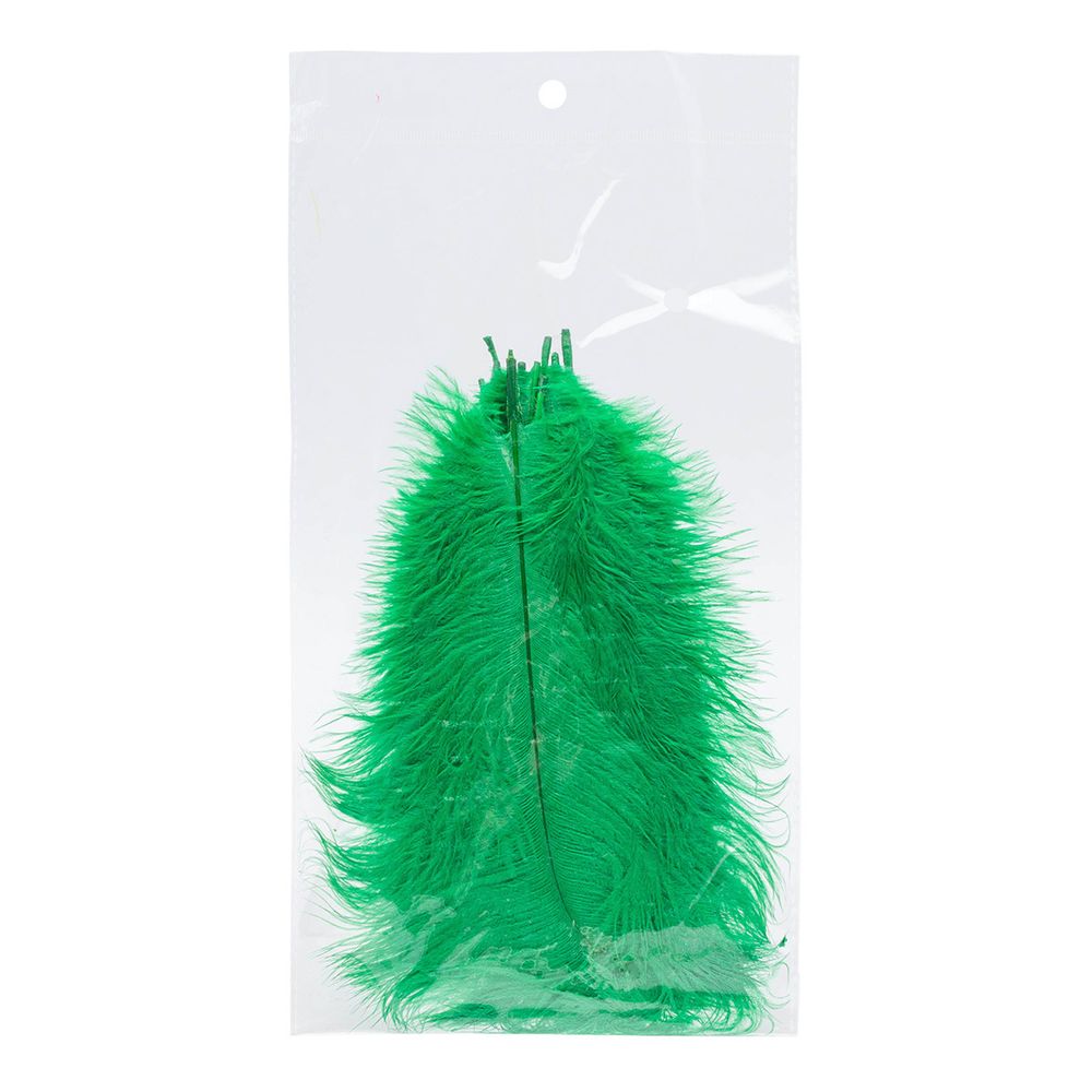 Перья страуса декоративные 20-25см, 10 шт в упак, зеленый