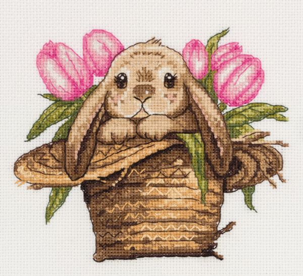 Набор для вышивания нитками Klart, Зайка в шляпе, 15.5x17 см