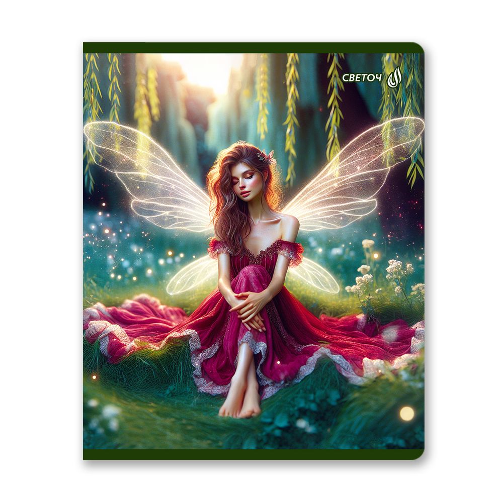 Тетрадь ученическая общая, выборочные блёстки, A5 48 л. на скобе 65 г/м², белизна 100% 10 шт клетка, 01477 Крылатая фантазия, Светоч Т83