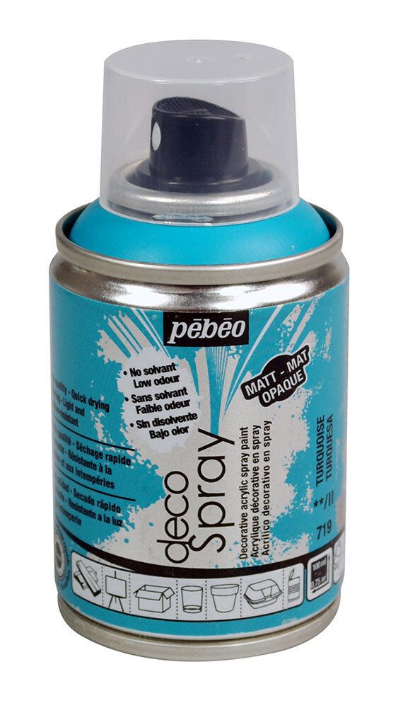 Краска на водной основе аэрозольная decoSpray 100 мл, 093719 бирюзовый, Pebeo