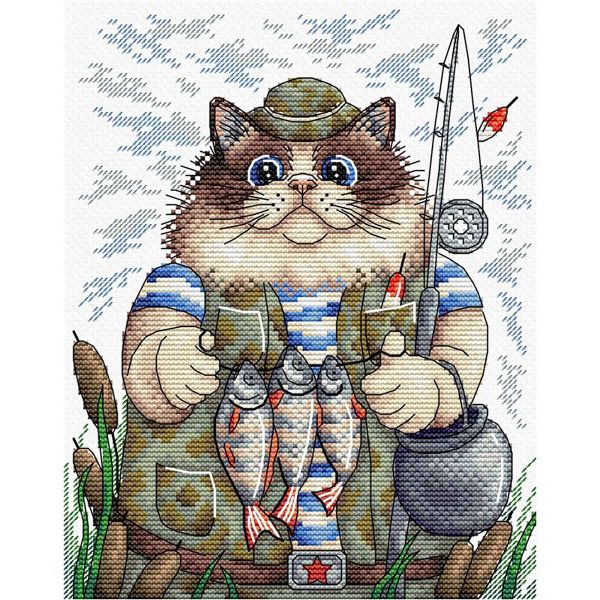 Набор для вышивания нитками МП Студия, Охота на рыбку 22х17см