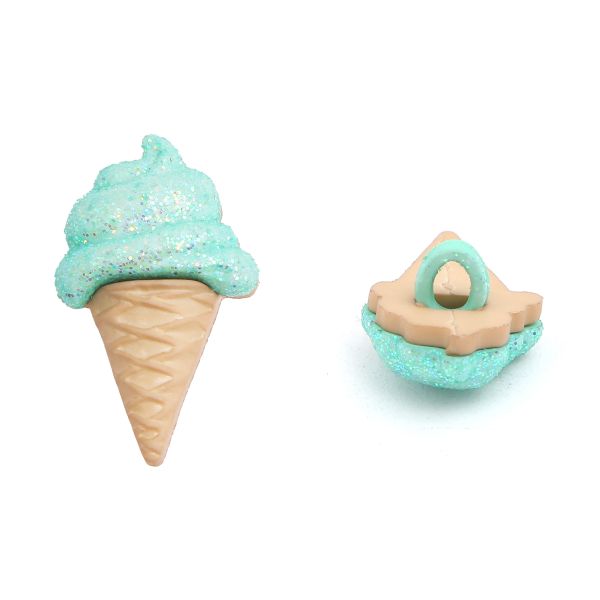 Украшения пуговицы декоративные фигурки Мороженое в рожках пластик, 8 штук, Dress It Up