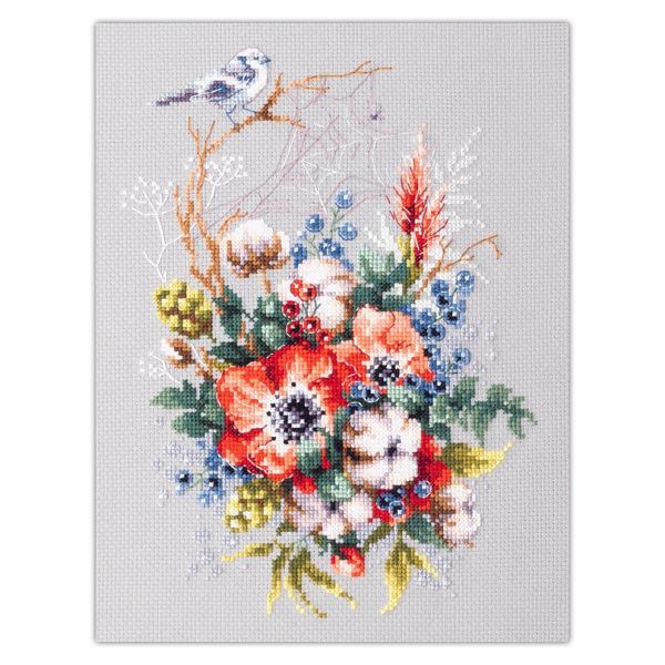 Набор для вышивания нитками Чудесная игла, Мак и хлопок 18х26 см