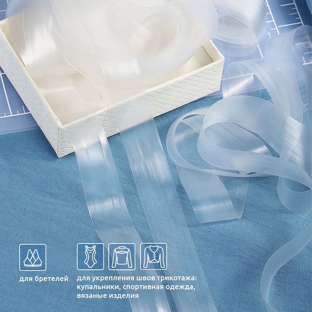 Резинка силиконовая (лента) 18.0 мм / 10 метров, толщ. 0.28.0 мм, матовая, 38005