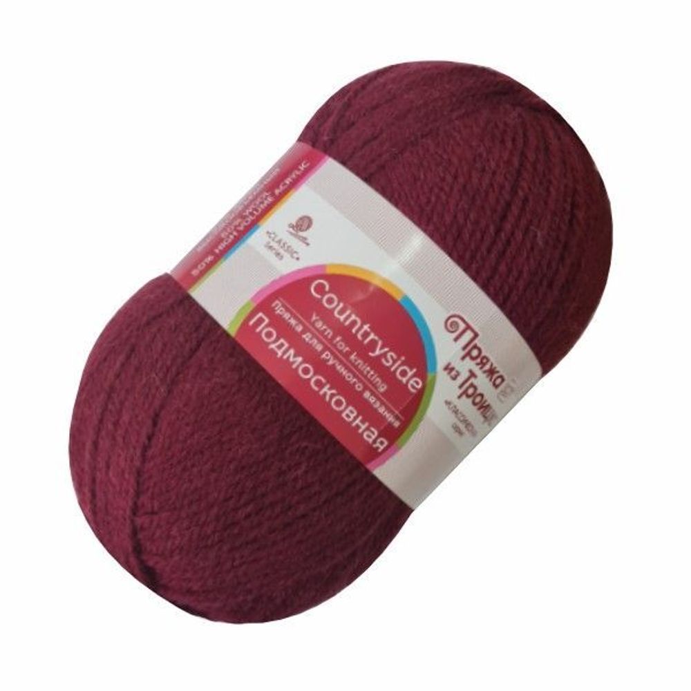 Пряжа Троицкая Подмосковная / уп.10 мот. по 100 г, 250м, 0323 т.бордо