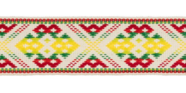 Лента (тесьма) жаккардовая 39.0 мм / 25±1 метров, для пояса красный/зеленый/желтый, Gamma 90470