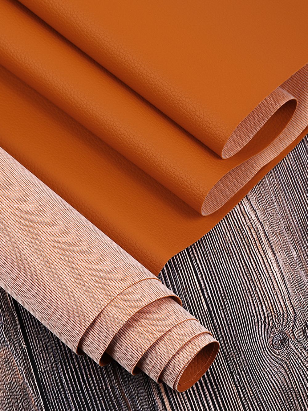 Экокожа 380 г/м², 140 см / 2 метра, 100% PVC, KN.10, оранжевый