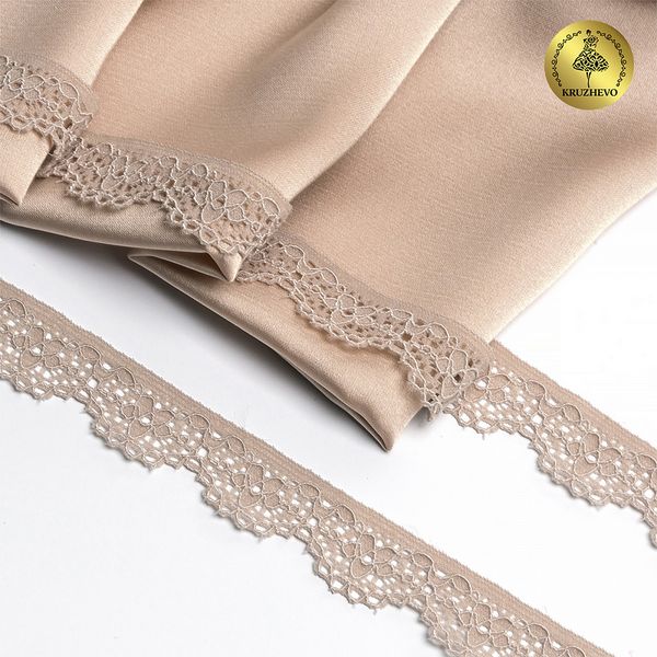 Кружево эластичное (стрейч) 15 мм TBY.8031, цв.S185 серебристый пион, 5 метров, Kruzhevo