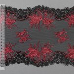 Кружево на сетке широкое 200 мм / 14±0.2 м, Турция, бордо, Gamma GCKM-200-01