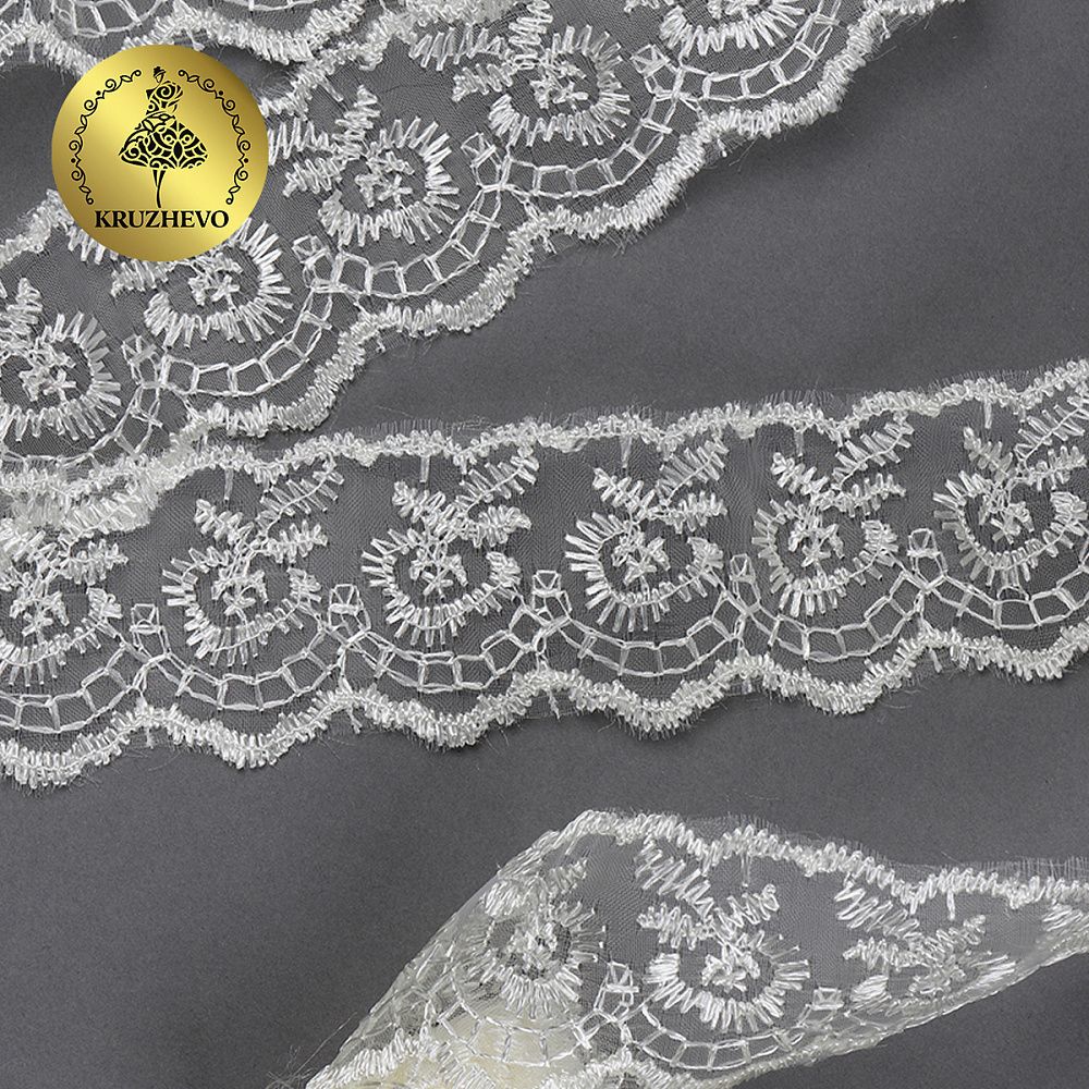 Кружево капроновое 45 мм / 9.14 м, TBS.30010 цв.002 кремовый, Kruzhevo