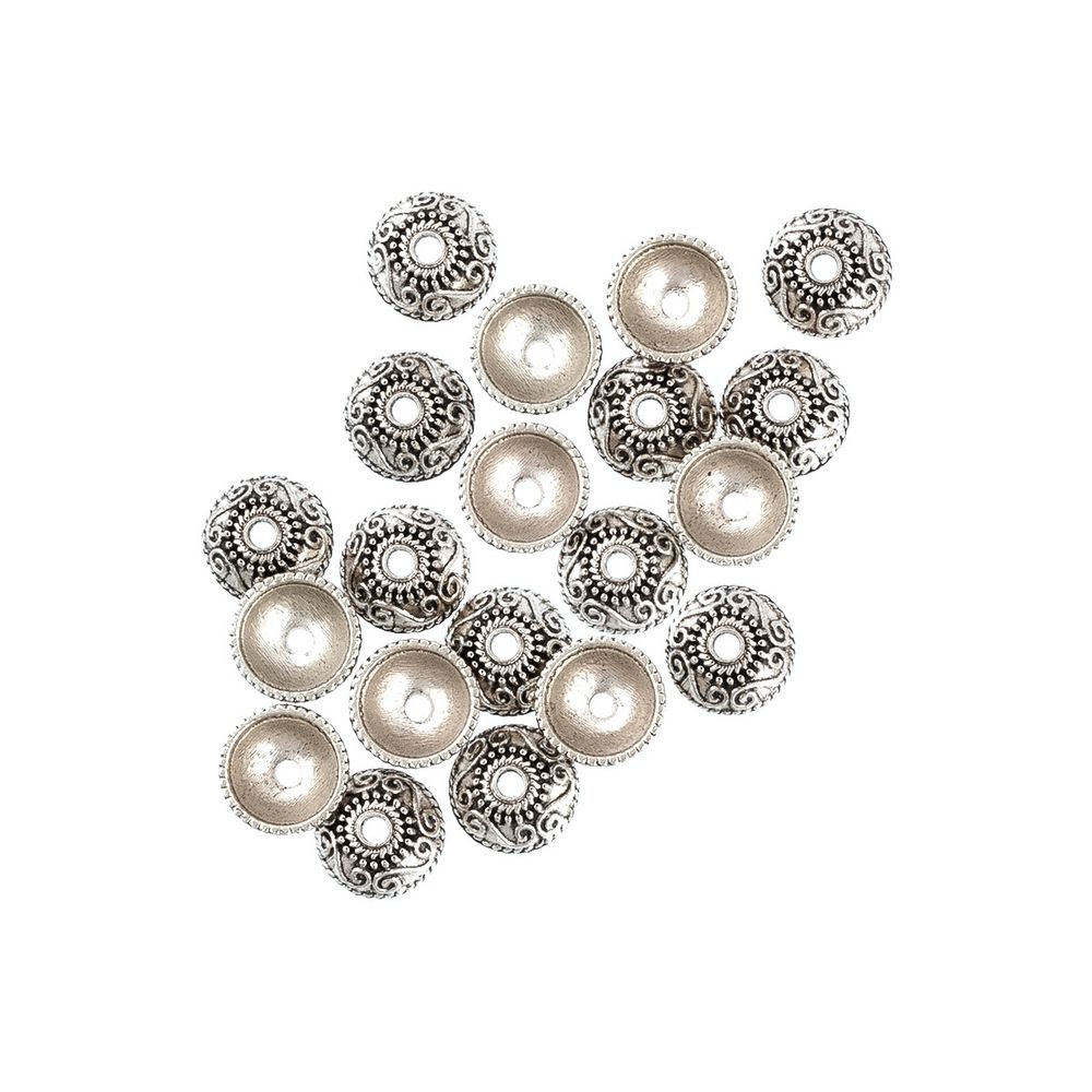 Розетки для бус 10 мм, 20 шт, 01 под античное серебро, Zlatka MFR-12