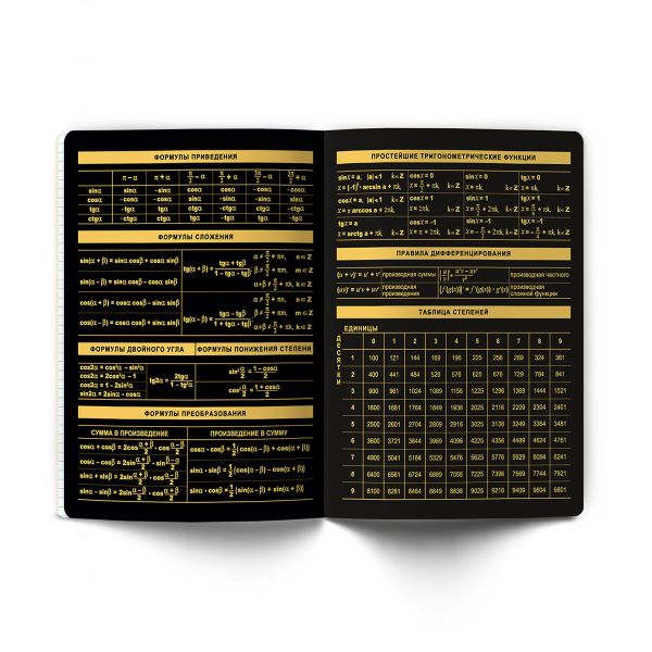 Тетрадь со справочным материалом Золотая коллекция, тиснение золотой фольгой, A5+ 48 л. на скобе 65 г/м², белизна 100 %, 10 шт, клетка, 01322 Золотая коллекция Алгебра, Светоч Т145