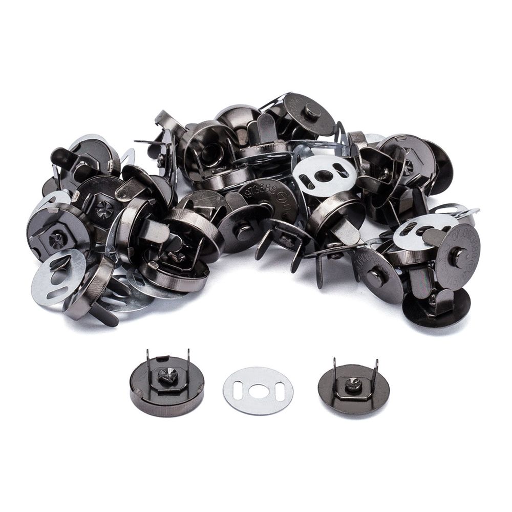 Кнопка магнитная металл ⌀14.0 мм, чер.никель, 20 шт, S090664