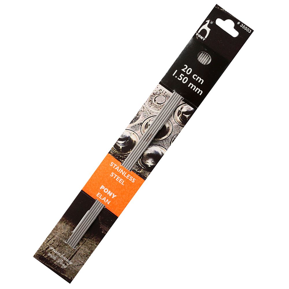 Спицы чулочные Pony Elan ⌀1,5 мм, 20 см, сталь, 5 шт