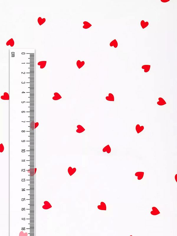 Шелк Армани 90 г/м², 150 см / 2 метра, TBYArm-hrt1, белый сердечки