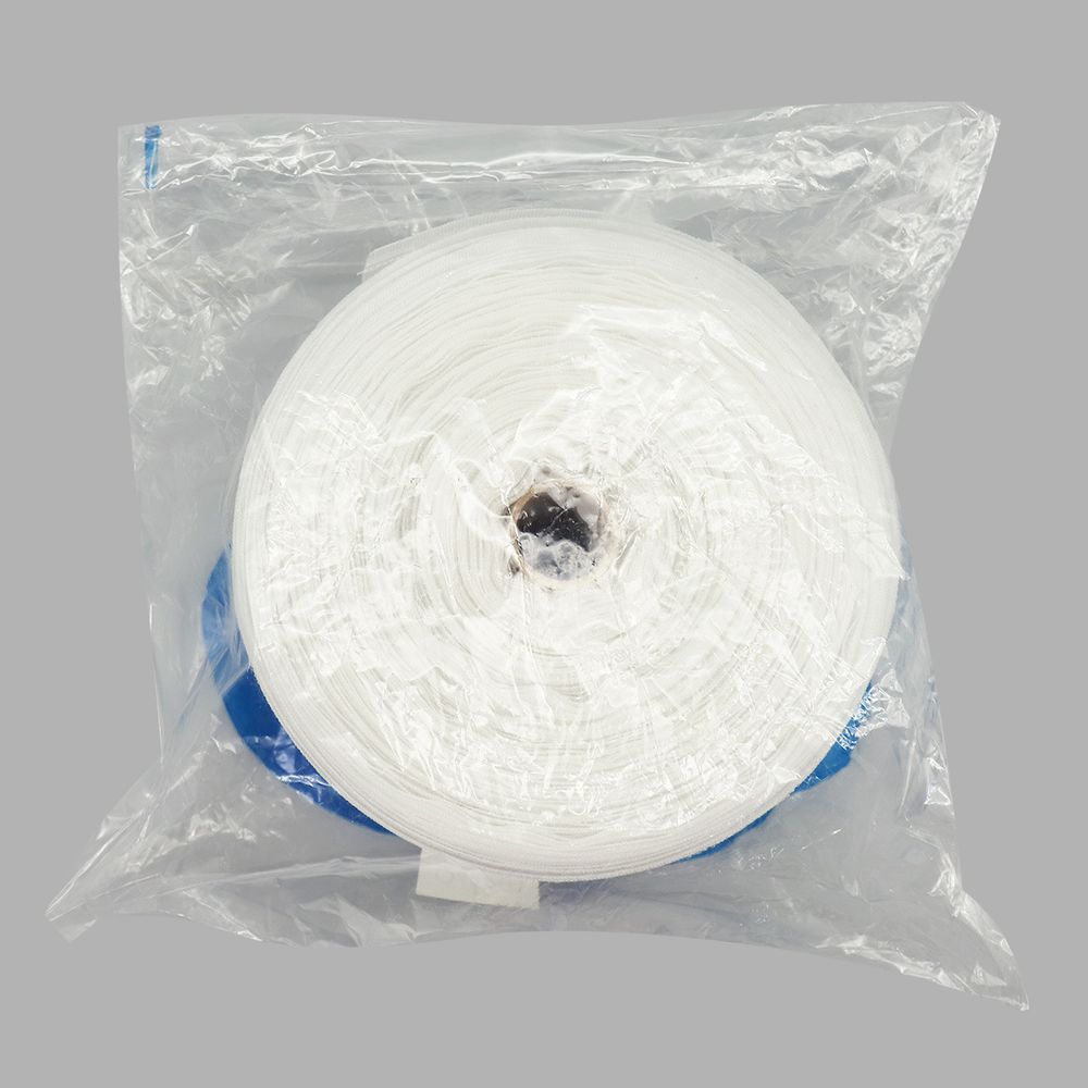 Лента (тесьма) шторная: сборка буфы (1:4) 100 мм / 50 метров, (2 ряда петель, 4 шнура), для крючков и трубы, прозр., 1041-О