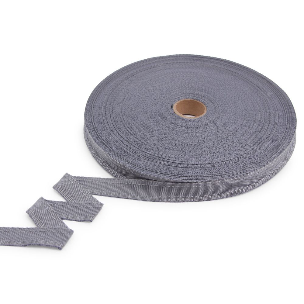 Тесьма брючная двухсторонняя 16 мм, 50 м, 3.5 г/м, св.серый