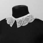 Накладной кружевной воротник 30х35 см, матовая нить Kruzhevo TBY.13/192, цв.белый уп.1шт