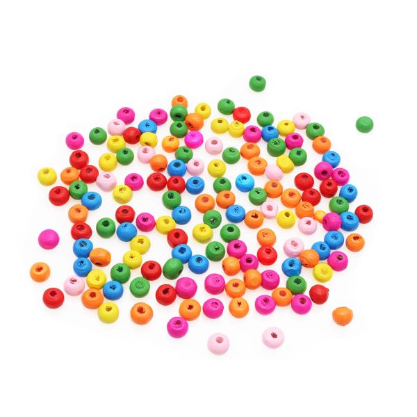 Бусины дерево ⌀6 мм, цветной микс, 18 г, Astra&Craft, Яркий микс