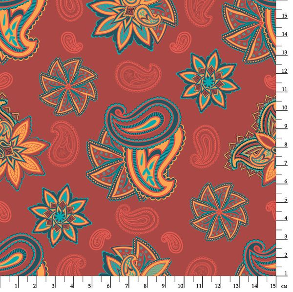 Ткань для пэчворка Peppy Сказочный восток, отрез 50х55 см, 146 г/м², СВ-14 красный, Peppy