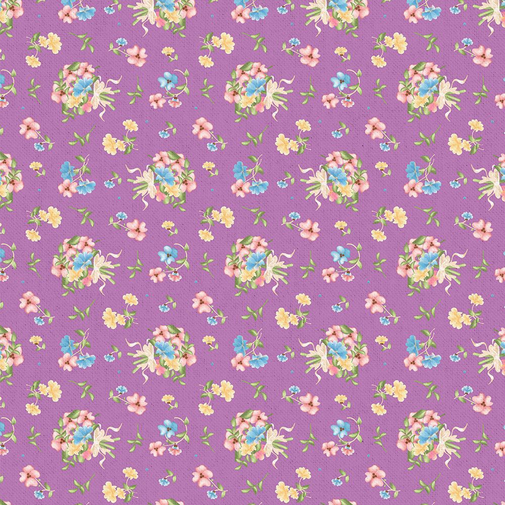 Ткань для пэчворка Peppy Нежная история, рулон 112 см / 5 метров, НИ-12 фиолетовый, Peppy
