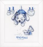 Набор для вышивания нитками Vervaco, С рождением сыночек и дочка