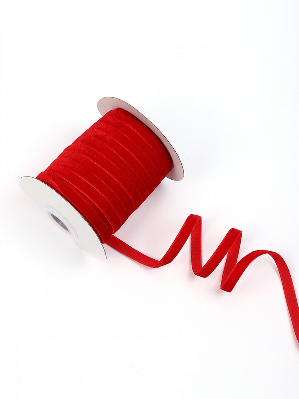 Лента бархатная (тесьма) 06.0 мм / 22.86±1 метров, арт.6VR42 нейлон цв.т.красный