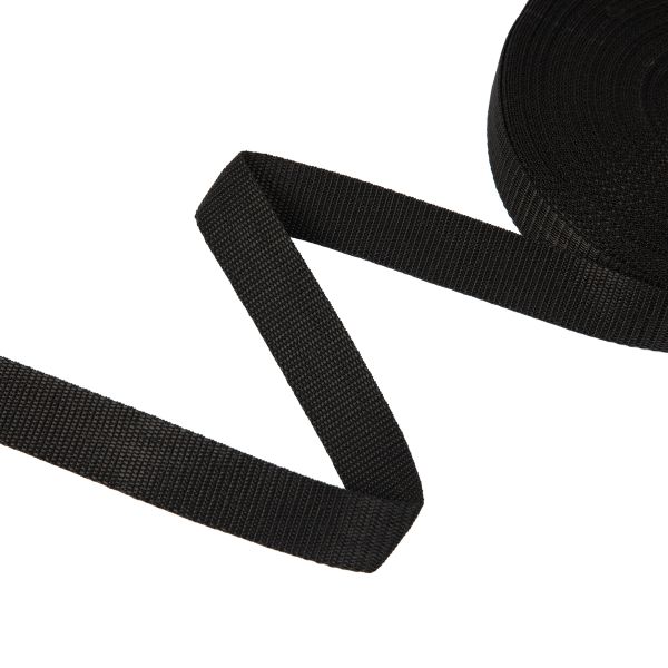 Стропа (ременная лента) 30 мм / 25 метров, толщ. 0.94 мм, [17.1 г/пог.м], 100% п/п, черный, Gamma 3075
