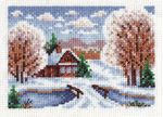 Набор для вышивания нитками Panna, Избушка в снегу, 13х9 см