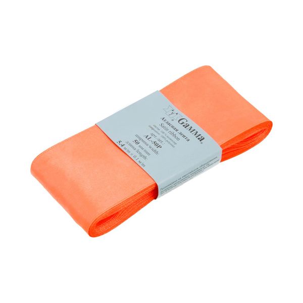 Лента атласная 1-сторонняя 50.0 мм / 5 шт по 5.4 метра, №024 бл.оранжевый, Gamma AL-50P