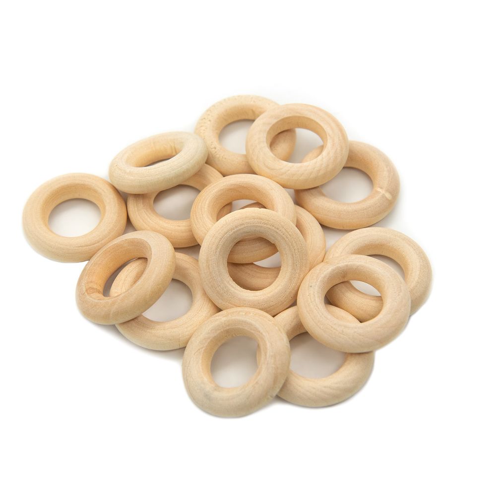Бусины дерево ⌀20 мм, неокрашенные, кольцо, 15 шт