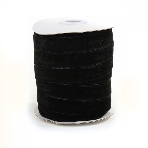 Лента бархатная (тесьма) 15.0 мм / 22.86±1 метров, арт.15VR03 нейлон цв.черный