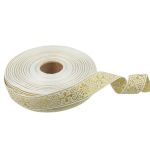 Лента (тесьма) жаккардовая 23.0-25.0 мм, / 25 метров, белый/под золото, Blitz