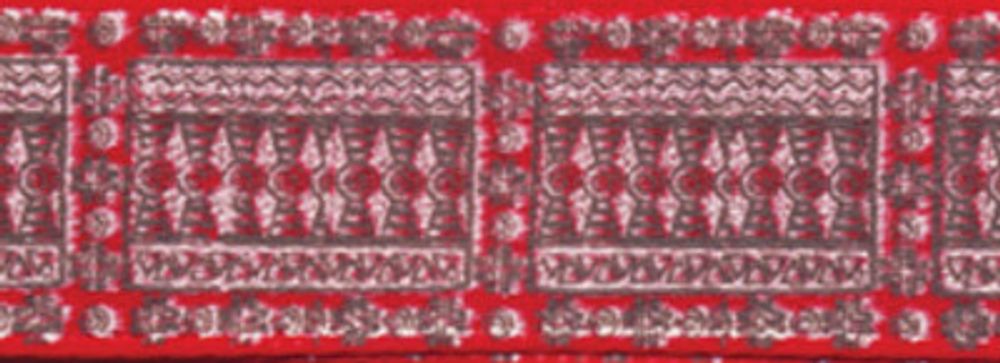 Лента атласная с рисунком 12 мм, 22.8 м, O24/112 орнамент/красный, Gamma ALP-122
