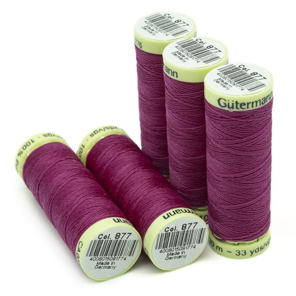 Нитки отделочные Gutermann Top Stitch, 30м, 877 мальва, 5 катушек