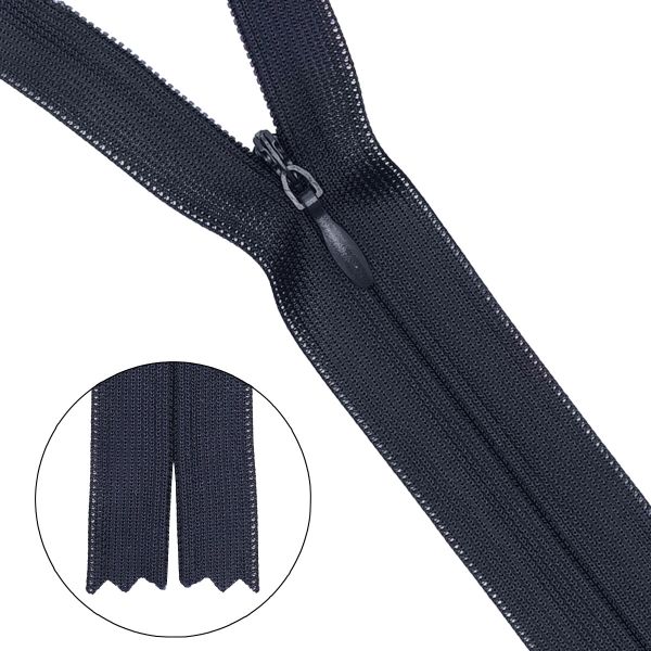 Молния потайная (скрытая) Т3 (3 мм) 1 зам., н/раз., 70 см, нейлон, 233 т.синий, 10 шт