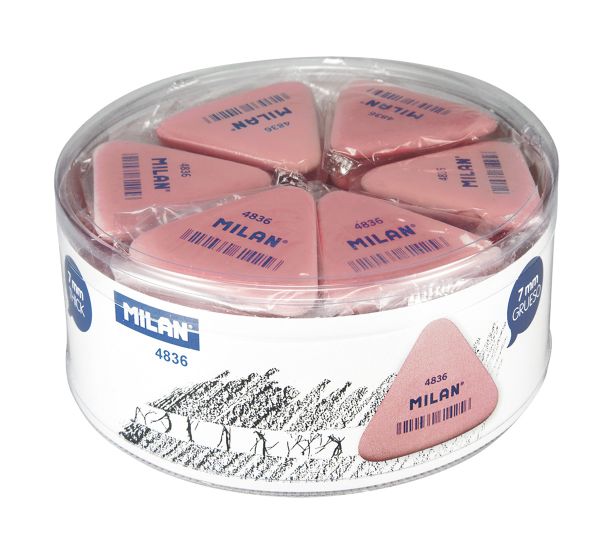 Ластик треугольный гибкий мягкий из синтетического каучука 5х4.4х0.7 см, 36 шт, PNM4836RCF розовый, Milan 100068078314
