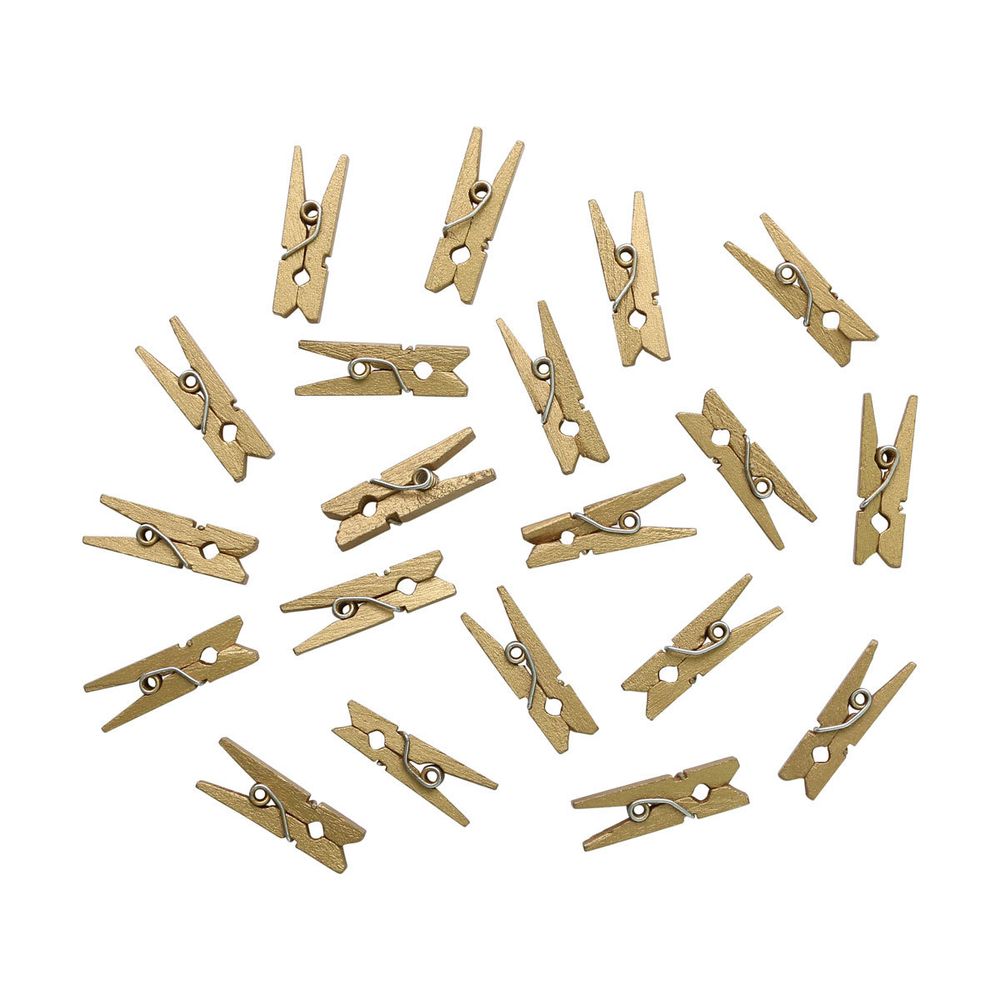 Прищепки цветные 2,5см (золото), 50 шт